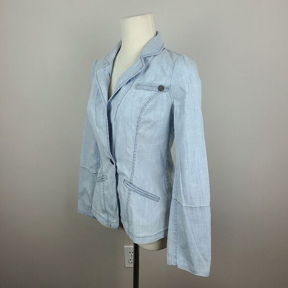 guess Light Wash Denim Jacket Blazer Small - Picture 7 of 16